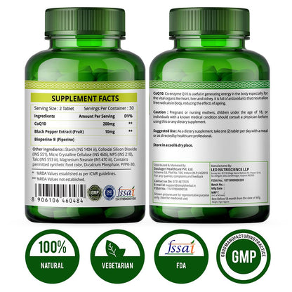 Simply Herbal CoQ10 (Coenzyme Q10) with Bioperine 200mg - 60 Tablets