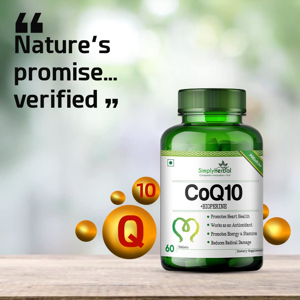 Simply Herbal CoQ10 (Coenzyme Q10) with Bioperine 200mg - 60 Tablets