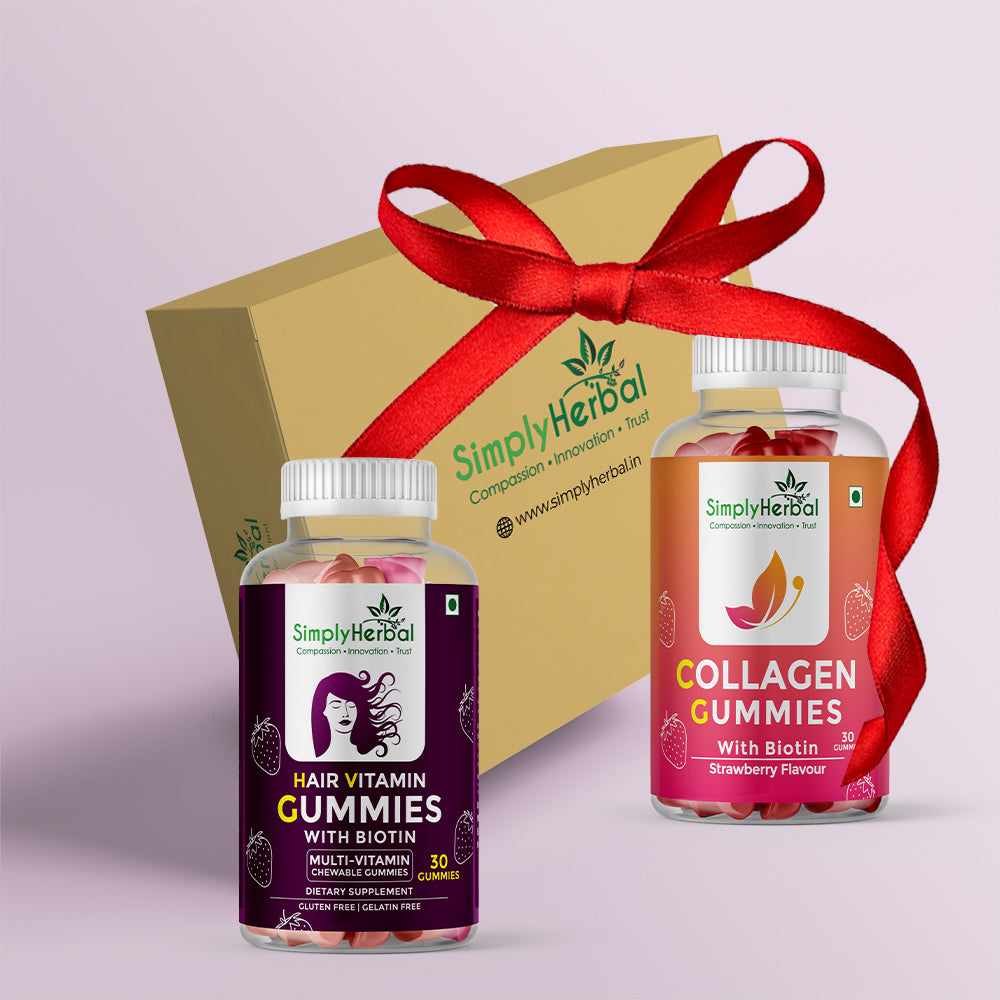 SimplyHerbal Vitamin Gummies Hair, Skin & Nail Health Combo Pack ( Collagen + Biotin )