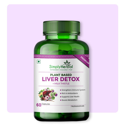 Simply Herbal Plant-Based Liver Detox Milk Thistle Extract For Liver & Gall Bladder Health -60 Capsules