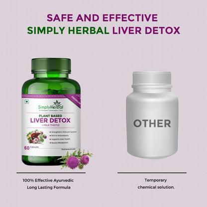 Simply Herbal Plant-Based Liver Detox Milk Thistle Extract For Liver & Gall Bladder Health -60 Capsules