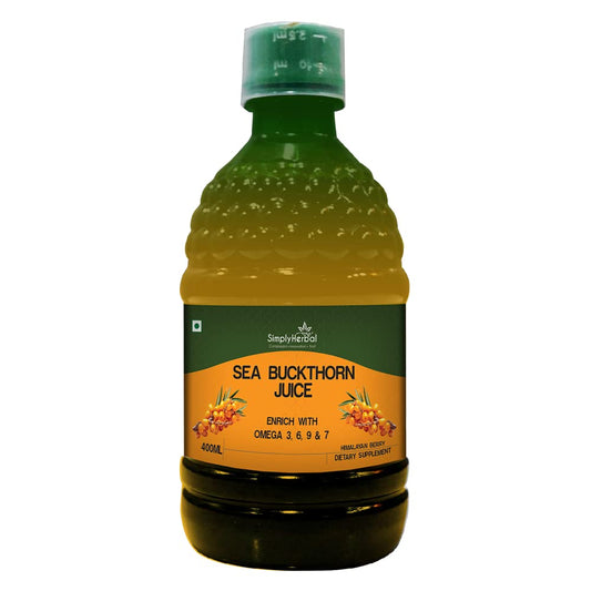 Simply Herbal Sea Buckthorn Juice - 400ml Enriched with Rich Omega 3,6,9,7 for Liver Detoxification & Immunity Booster