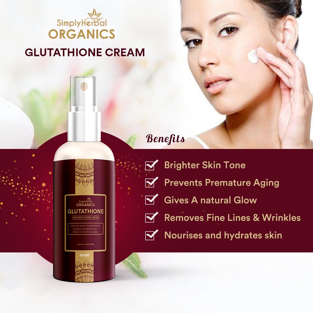 Simply Herbal L Glutathione Skin Brightening Whitening Cream With Vitamin A C E Complex 50gm