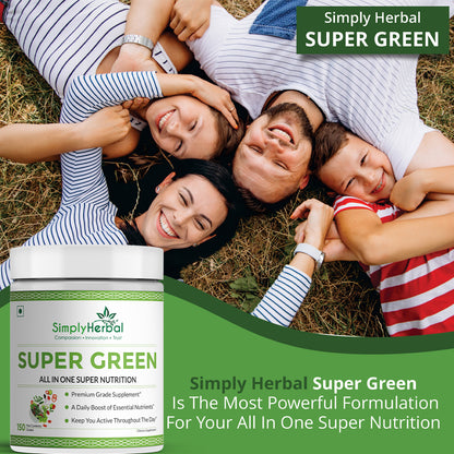 Simply Herbal Super Green Herbs Mix Supplement Powder (All in One Nutrition) – 300 GM