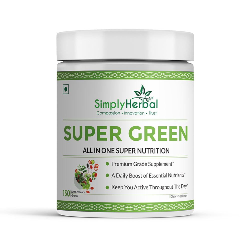 Simply Herbal Super Green Herbs Mix Supplement Powder (All in One Nutrition) – 300 GM