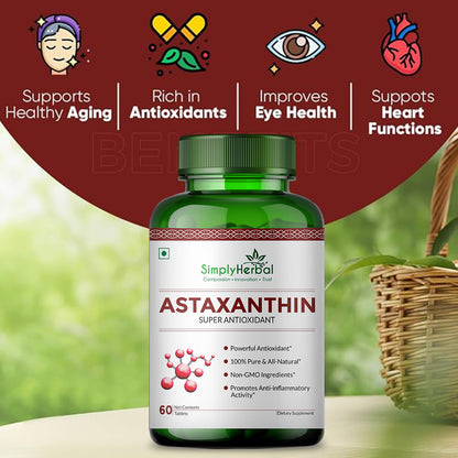 Simply Herbal Astaxanthin Supplement Tablets - 60 Tablets