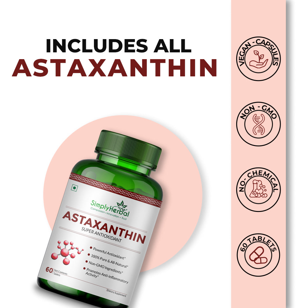 Simply Herbal Astaxanthin Supplement Tablets - 60 Tablets