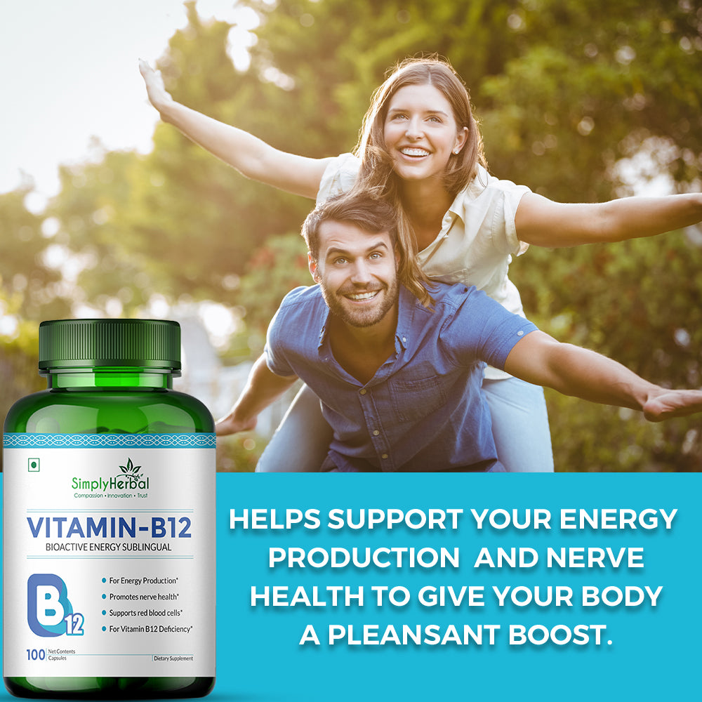 Simply Herbal Vitamin B12, Methyl B12 Bioactive Energy Sublingual -100 Capsules