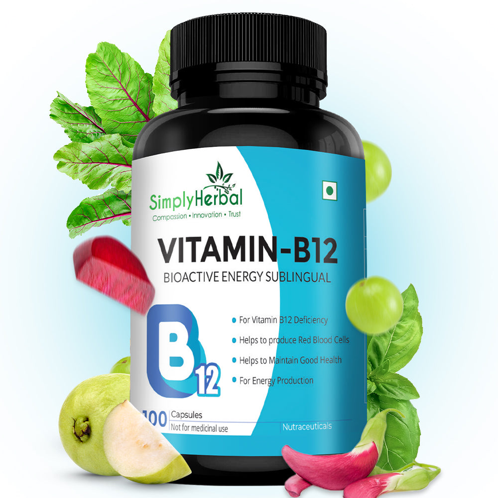 Simply Herbal Vitamin B12, Methyl B12 Bioactive Energy Sublingual -100 Capsules