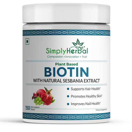 Simply Herbal Plant-Based Biotin Powder with Natural Sesbania Agati Extract – 300 Gm