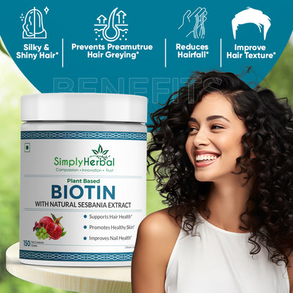 Simply Herbal Plant-Based Biotin Powder with Natural Sesbania Agati Extract – 300 Gm