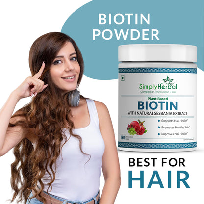 Simply Herbal Plant-Based Biotin Powder with Natural Sesbania Agati Extract – 300 Gm