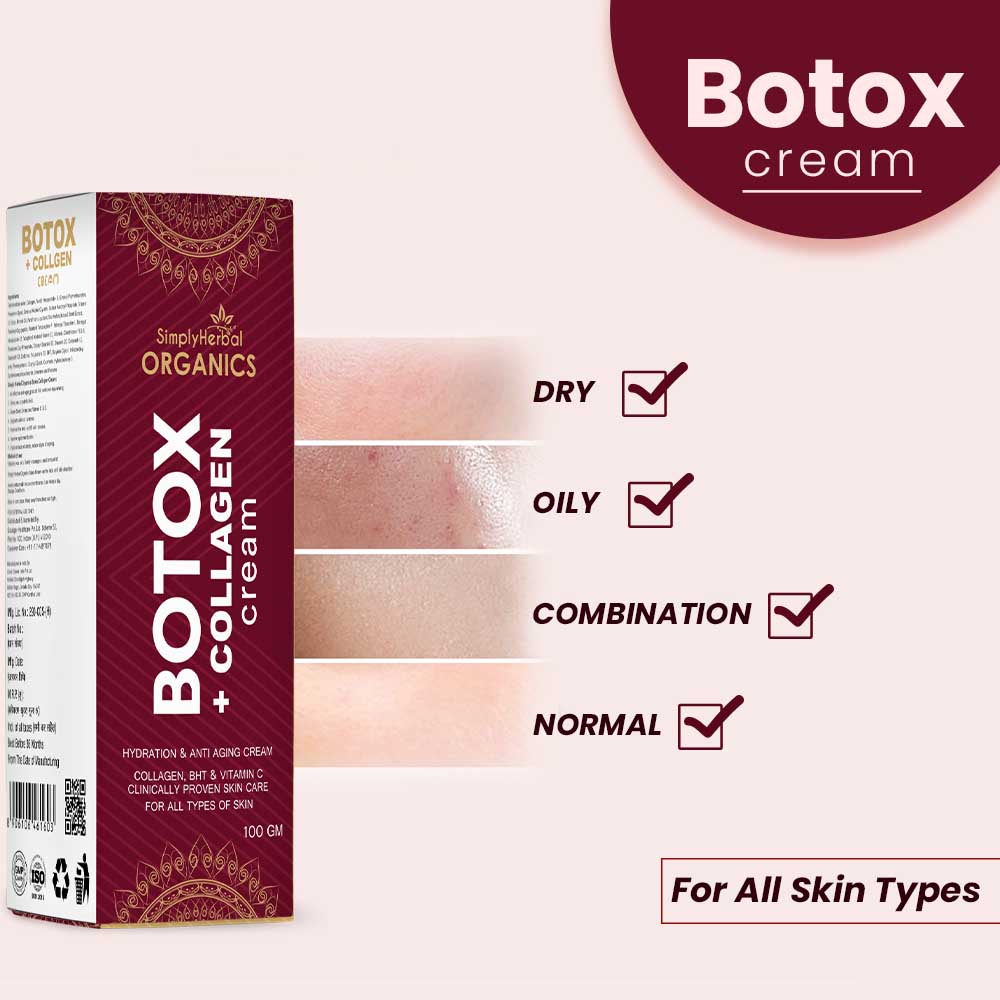 Simply Herbal Organics Botox Cream 100 Gm| Face Repairing & Brightening for All Skin Types