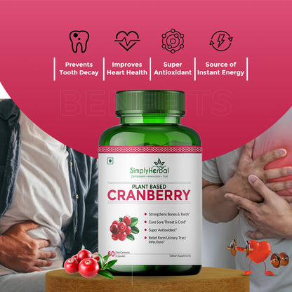 Simply Herbal D Mannose Cranberry Urinary Tract Health 800MG –60 Capsules