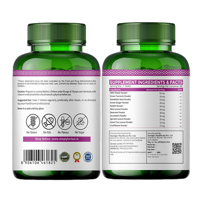 Simply Herbal Plant-Based Liver Care Milk Thistle Extract For Liver & Gall Bladder Health -60 Capsules