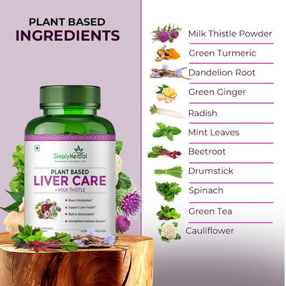 Simply Herbal Plant-Based Liver Care Milk Thistle Extract For Liver & Gall Bladder Health -60 Capsules