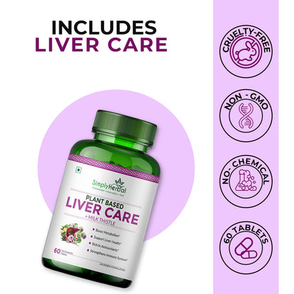 Simply Herbal Plant-Based Liver Care Milk Thistle Extract For Liver & Gall Bladder Health -60 Capsules