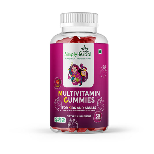 Simply Herbal Multivitamin Gummies With Calcium, Biotin, Vitamin A B C for Kids & Adults – 30 Count