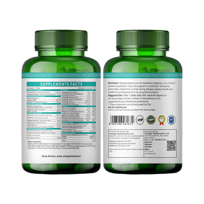 Simply Herbal Multivitamin With Probiotics & Ashwagandha Enriched With 45 Ingredients 60 Tablets