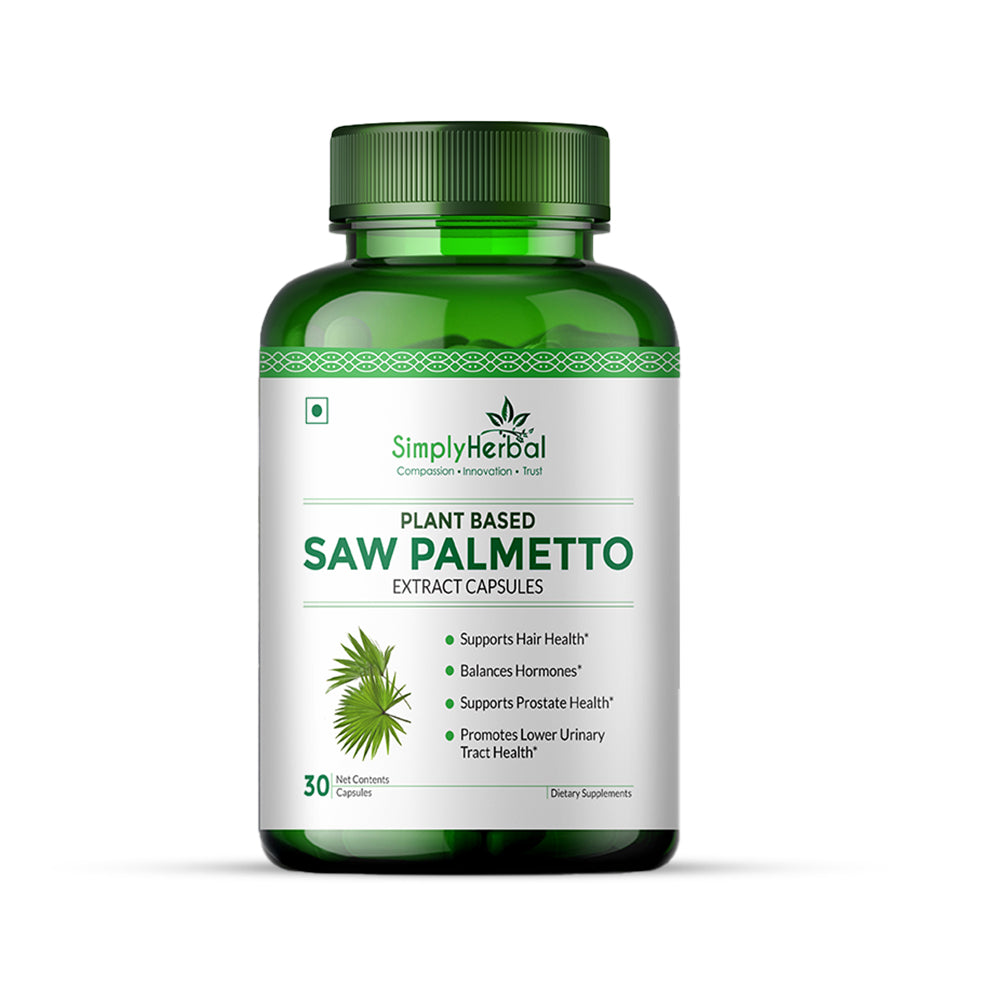 Simply Herbal Saw Palmetto Extract Prostate Health & Hair Growth 800mg -30 Capsules