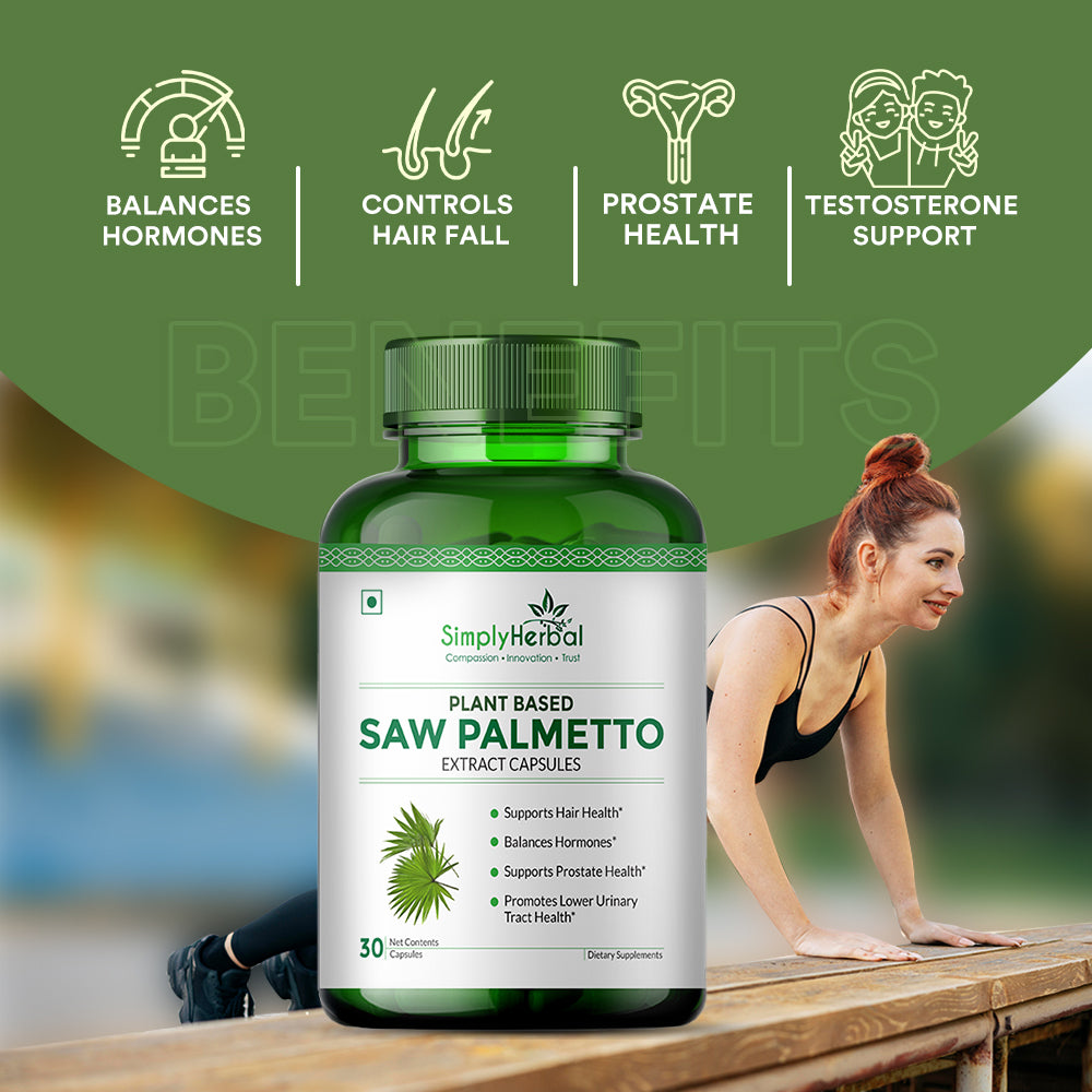 Simply Herbal Saw Palmetto Extract Prostate Health & Hair Growth 800mg -30 Capsules