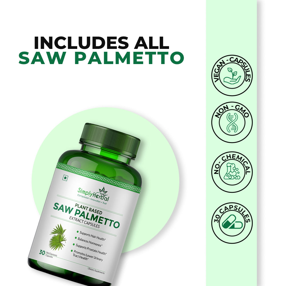 Simply Herbal Saw Palmetto Extract Prostate Health & Hair Growth 800mg -30 Capsules