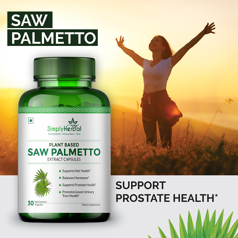 Simply Herbal Saw Palmetto Extract Prostate Health & Hair Growth 800mg -30 Capsules