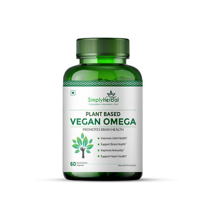 Simply Herbal Vegan Omega 3 Extract (DHA 10%) for Brain Function 500mg - 60 Capsules