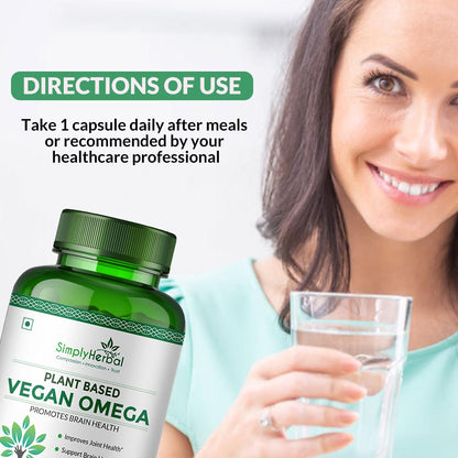 Simply Herbal Vegan Omega 3 Extract (DHA 10%) for Brain Function 500mg - 60 Capsules