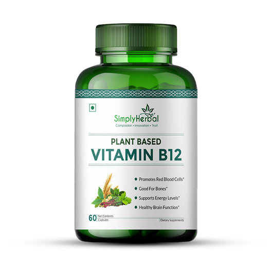 Simply Herbal Plant Based Vitamin B12 - 60 Capsules | Boost Energy & Brain Function